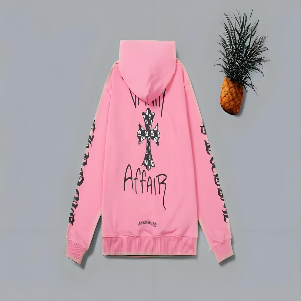 Chrome Hearts Pink Cotton Hoodie Gothic Streetwear Style