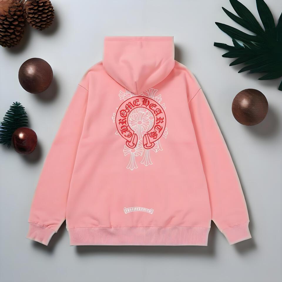 Chrome Hearts Pink Cotton Hoodie Unisex Streetwear