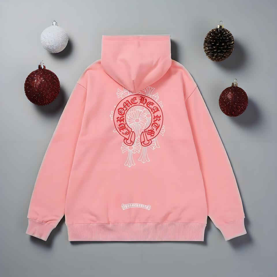Chrome Hearts Pink Hoodie Streetwear Graphic Print
