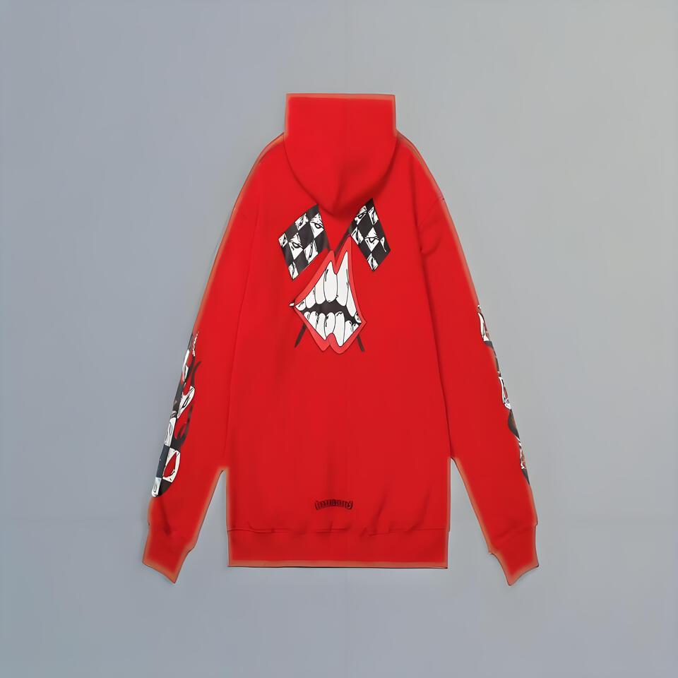 Chrome Hearts Red Cotton Hoodie Street Fashion Print