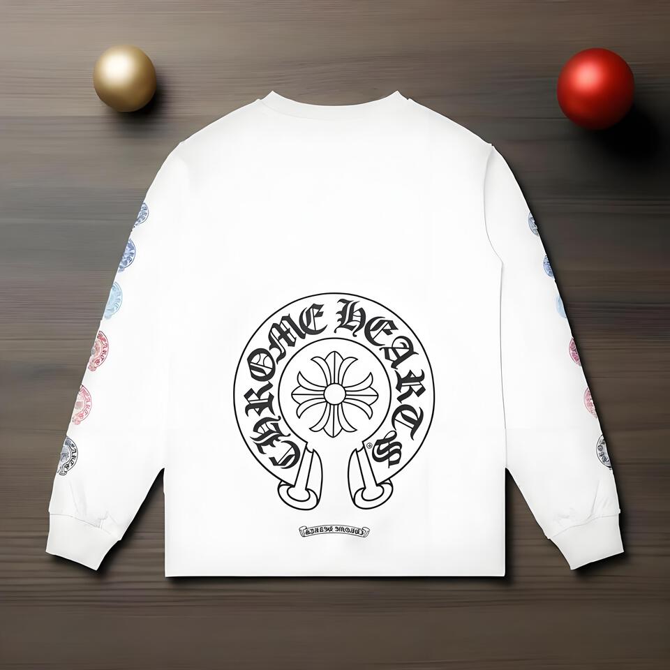 Chrome Hearts White Cotton Gothic Street Long Sleeve Tee