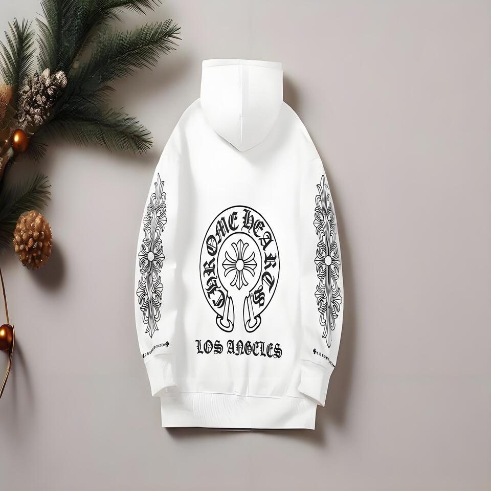 Chrome Hearts White Cotton Hooded Sweatshirt