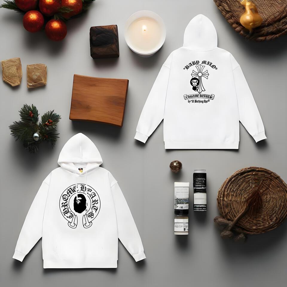 Chrome Hearts White Cotton Hoodie Classic Street Style