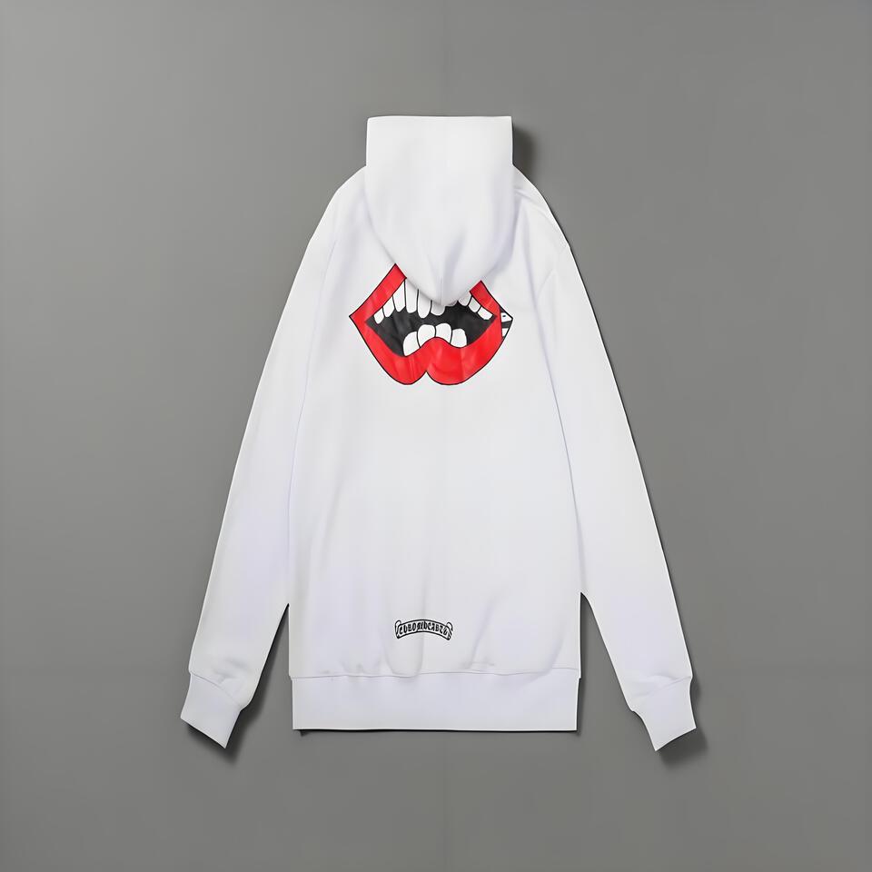 Chrome Hearts White Cotton Hoodie Unisex Streetwear
