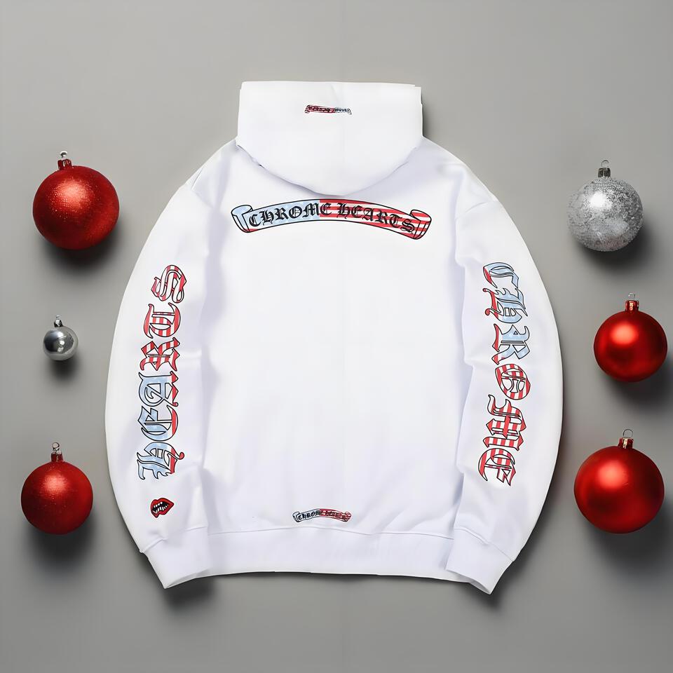 Chrome Hearts White Hoodie Cotton Unisex Print Streetwear