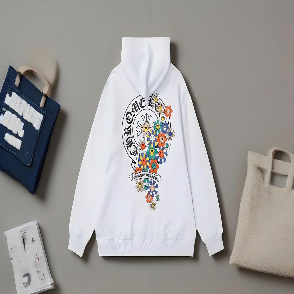Chrome Hearts White Hoodie Streetwear Graphic Print