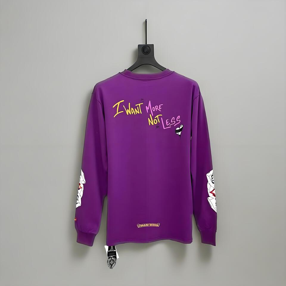 Chronic Hearts Unisex Purple Cotton Print Street Style Long Sleeve Tee