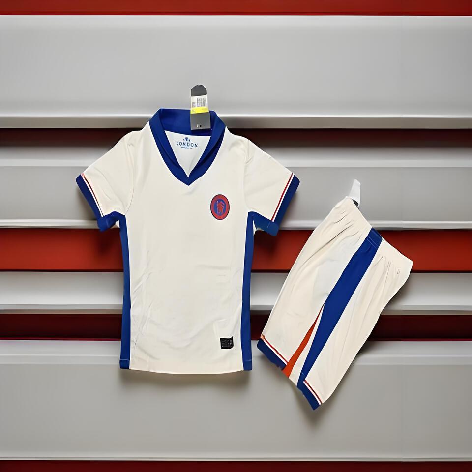 Classic White Breathable Sportswear Set with Red Blue Stripes