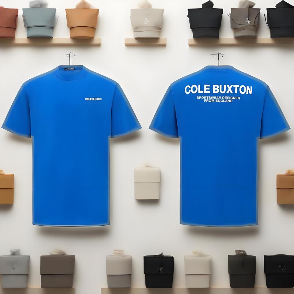 Cole Buxton Blue Cotton Crew Neck Short Sleeve T-Shirt