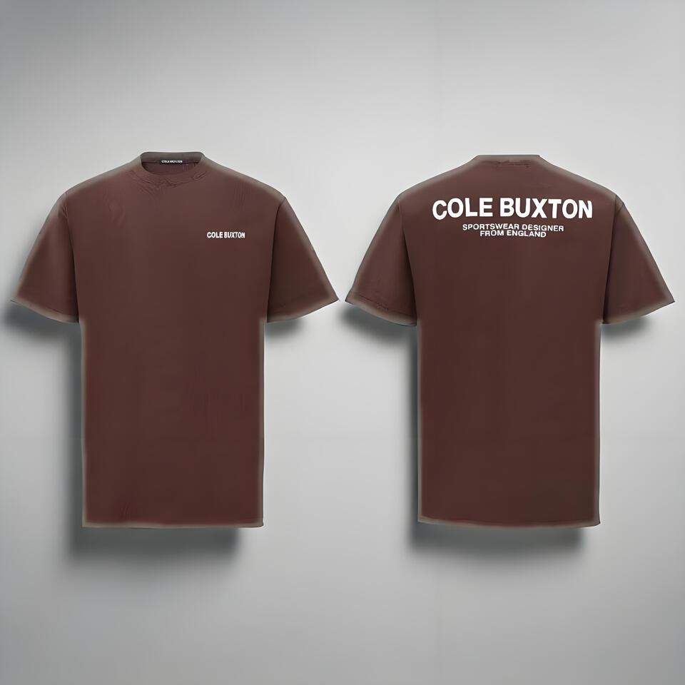 Cole Buxton Brown Oversized Cotton T-Shirt Unisex Streetwear Print