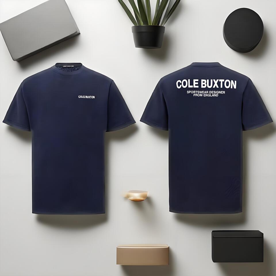 Cole Buxton Navy Blue Cotton Crew Neck T-Shirt Unisex