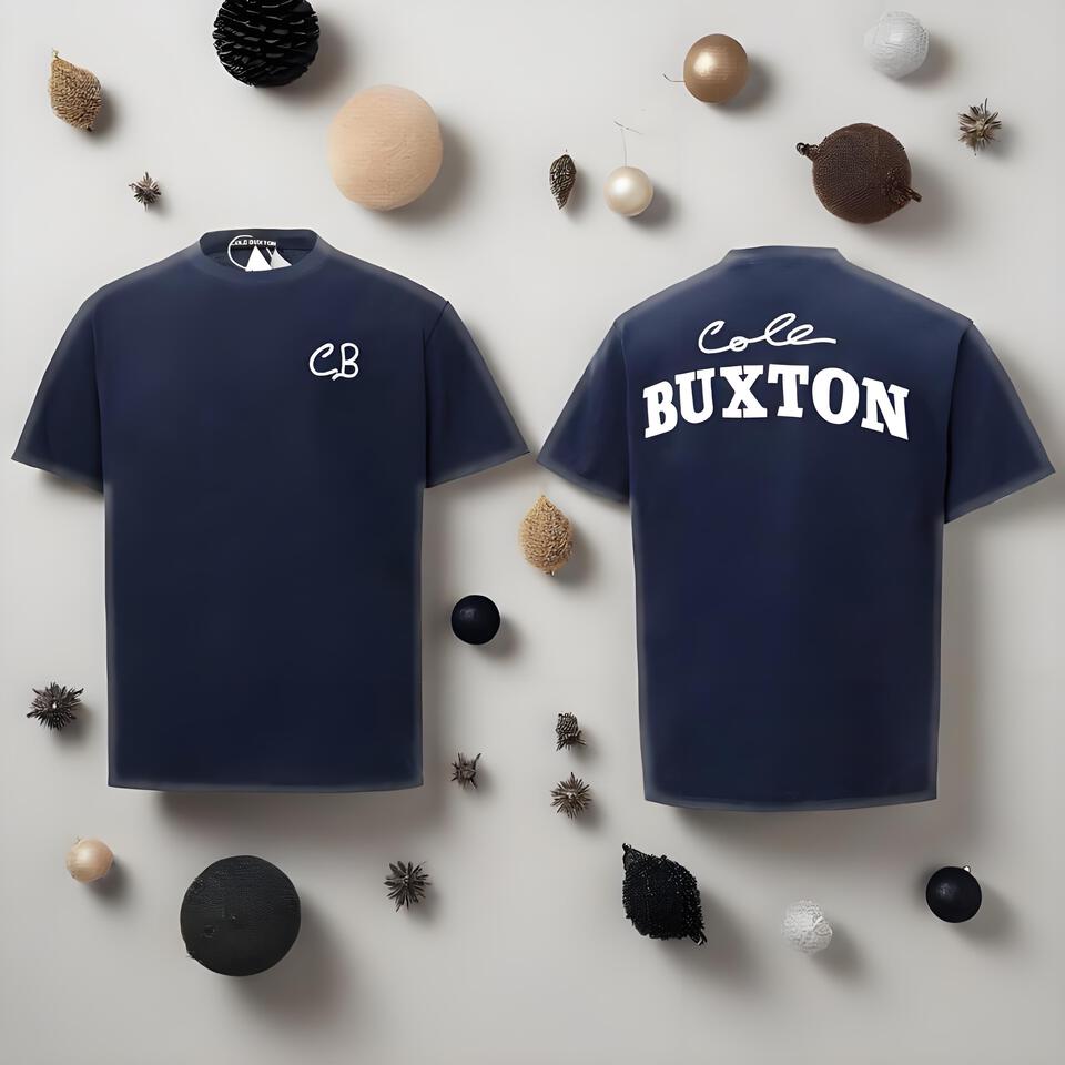 Cole Buxton Navy Cotton T-Shirt Unisex Embroidered Casual