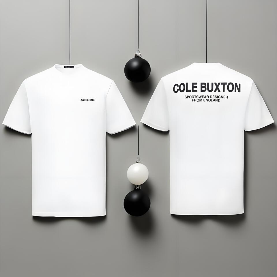 Cole Buxton White Crew Neck T-Shirt Unisex Cotton Casual