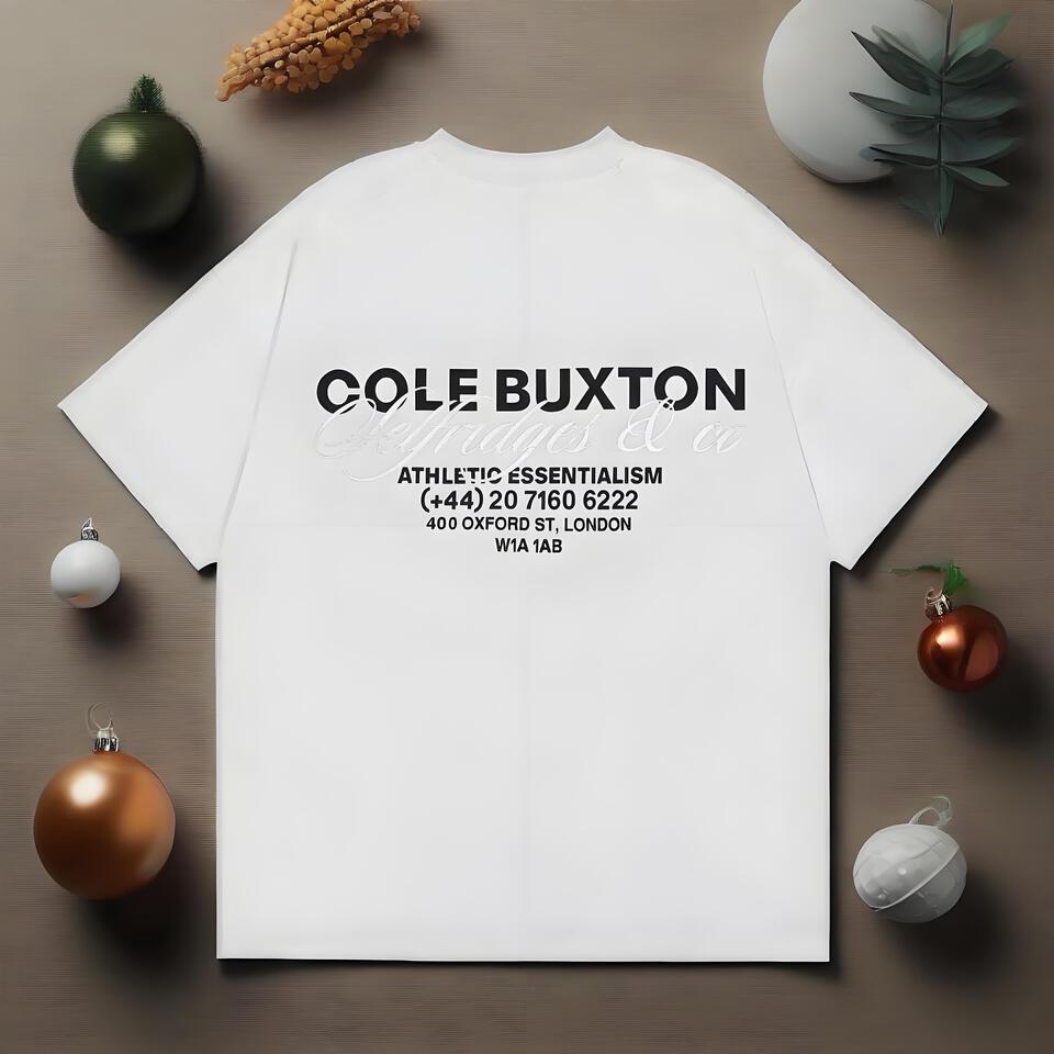 Cole Buxton White Loose Print Cotton T-Shirt