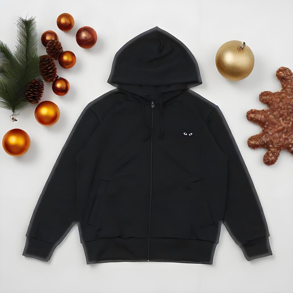 Comme des Garçons Play Black Hoodie Cotton Blend