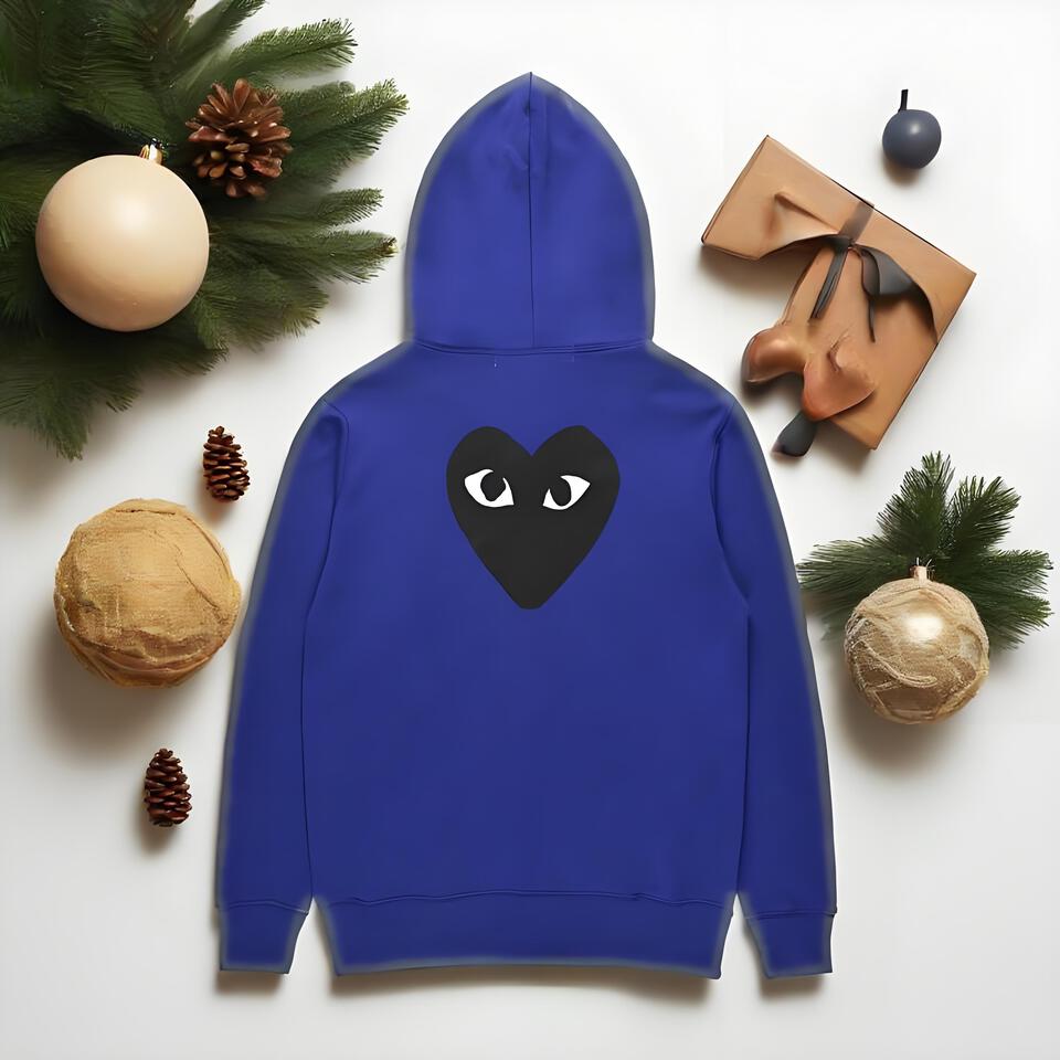 Comme des Garçons Play Blue Cotton Hooded Sweatshirt