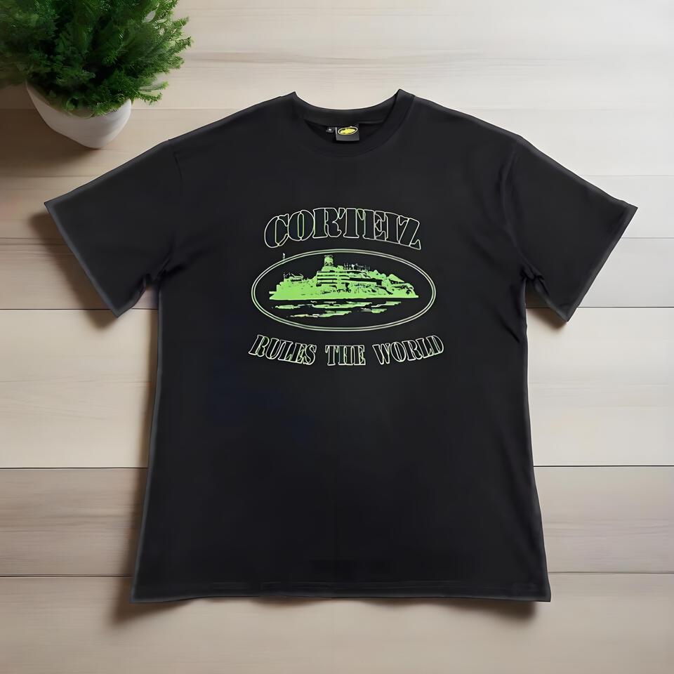 Corteiz Black Cotton Crew Neck T-Shirt Unisex Streetwear