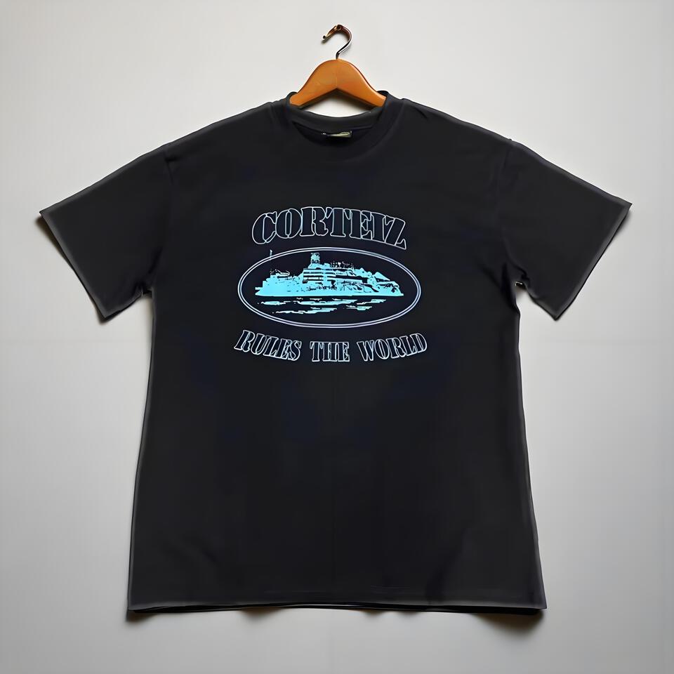 Corteiz Black Cotton Oversized Crew Neck T-Shirt