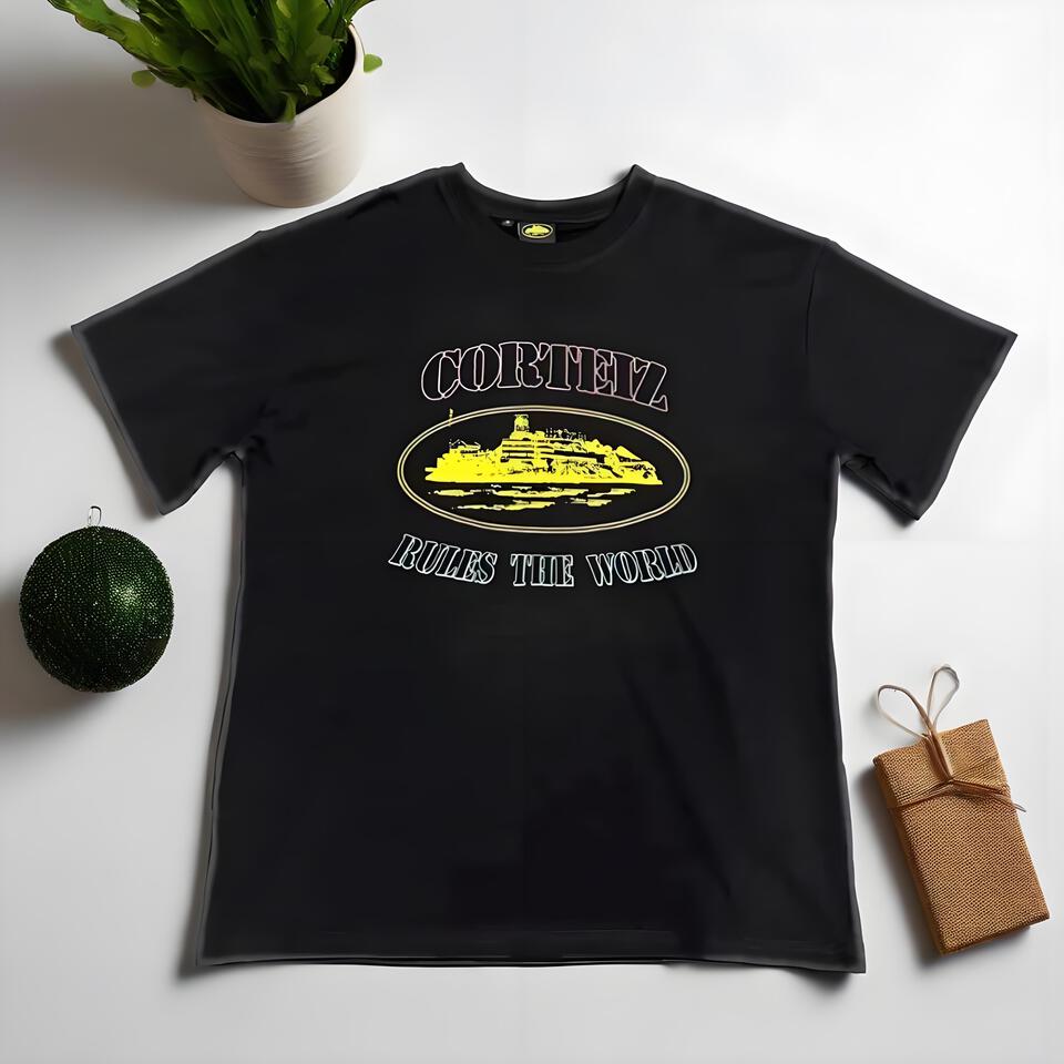 Corteiz Black Cotton Oversized T-Shirt Unisex Streetwear