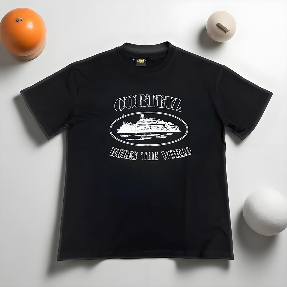Corteiz Black Cotton Unisex T-Shirt With Print