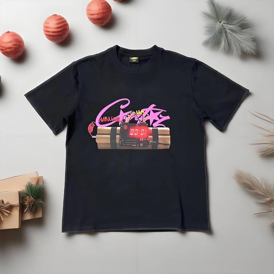 Corteiz Black Graffiti T-Shirt Unisex Streetwear Loose Fit Tee