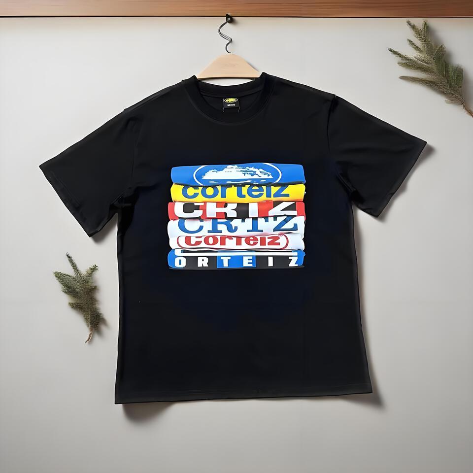 Corteiz Black T-Shirt Unisex Oversized Print Cotton Tee