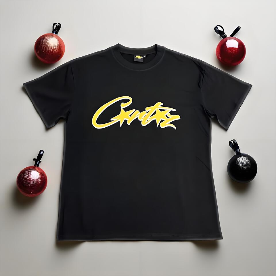 Corteiz CRUTAZ Black Cotton Graffiti Print Unisex Street Tee