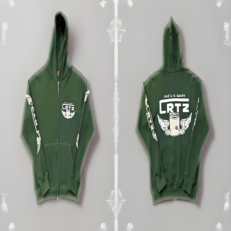 Corteiz Green Cotton Hoodie Unisex Streetwear Style
