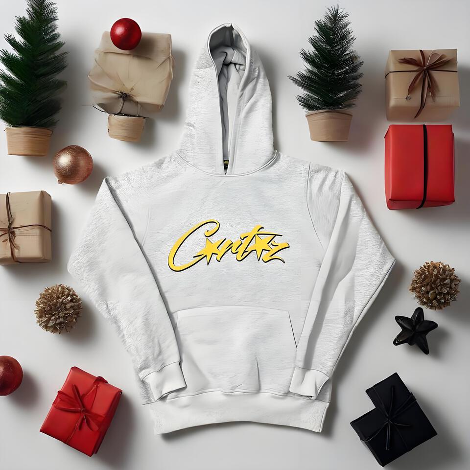 Corteiz Grey Cotton Hoodie Streetwear Casual