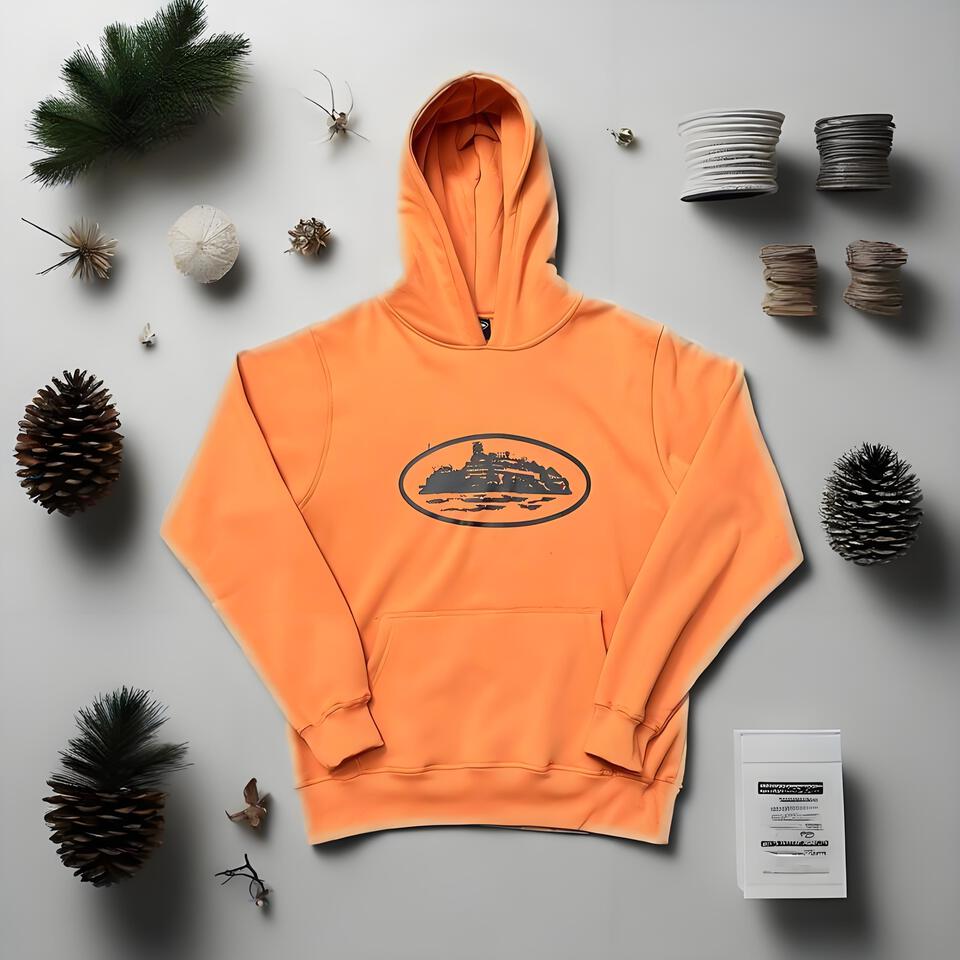 Corteiz Orange Unisex Hoodie Streetwear Oversized Warm