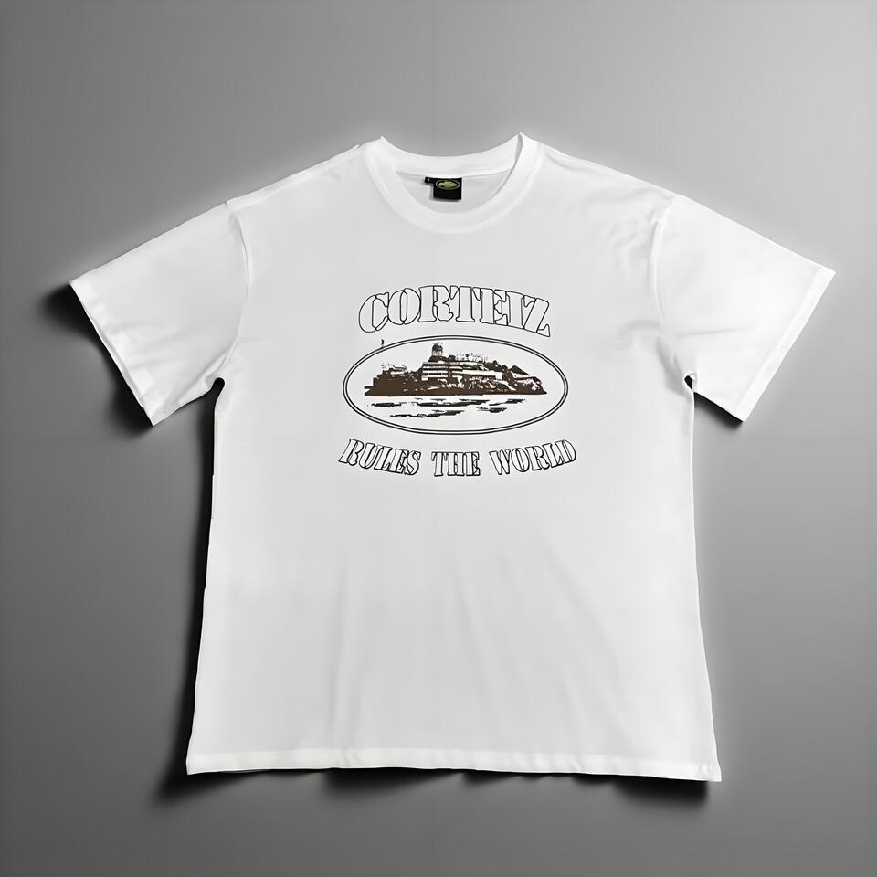 Corteiz Vintage Castle Print White Cotton Unisex T-Shirt