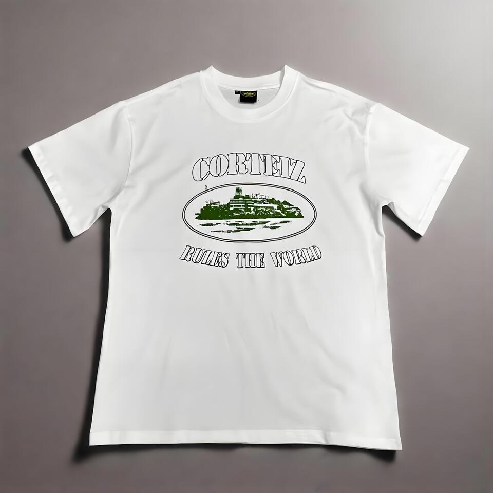 Corteiz White Cotton Crew Neck T-Shirt Unisex Streetwear Print