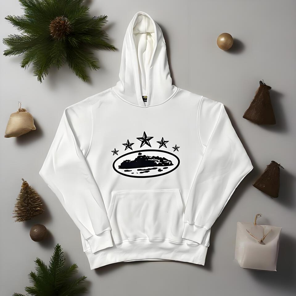 Corteiz White Cotton Hoodie Unisex Streetwear Casual Comfort