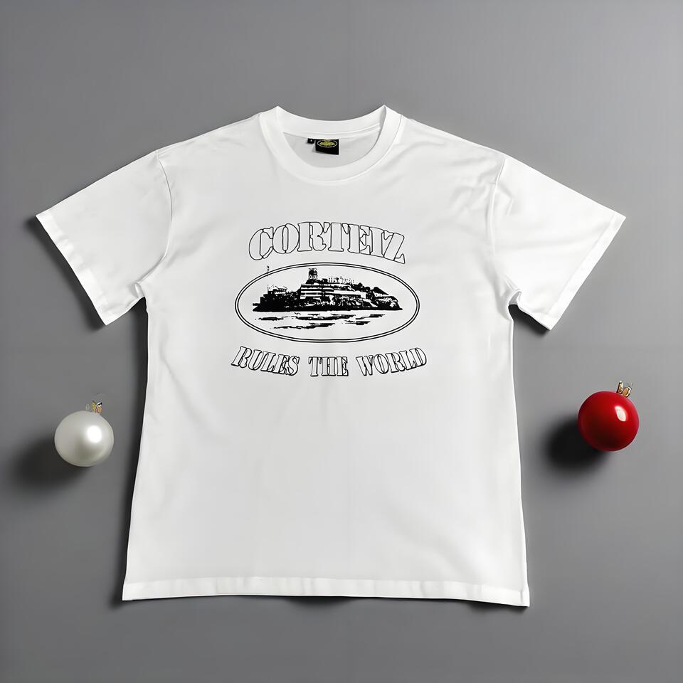 Corteiz White Cotton Oversized T-Shirt Street Casual Crewneck Top