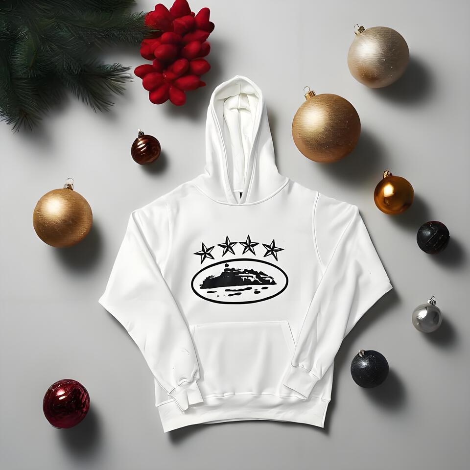 Corteiz White Hoodie Unisex Streetwear Oversized Fall Winter