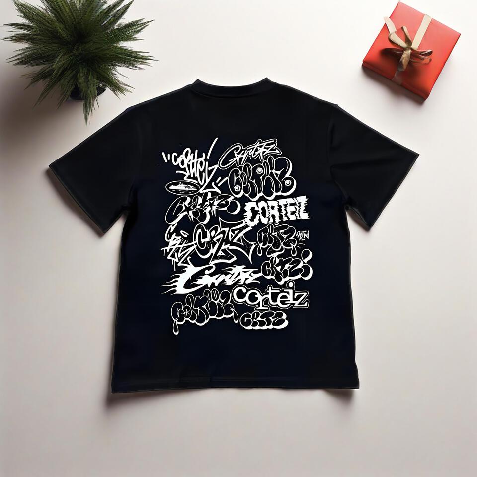 Cortel Black Cotton Tee Street Graffiti Unisex