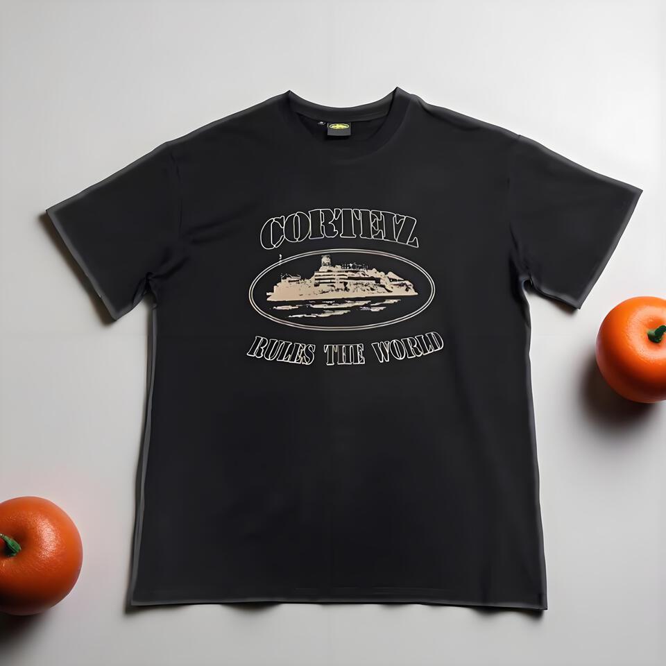 Cortelz Black Cotton T-Shirt Unisex Vintage Streetwear