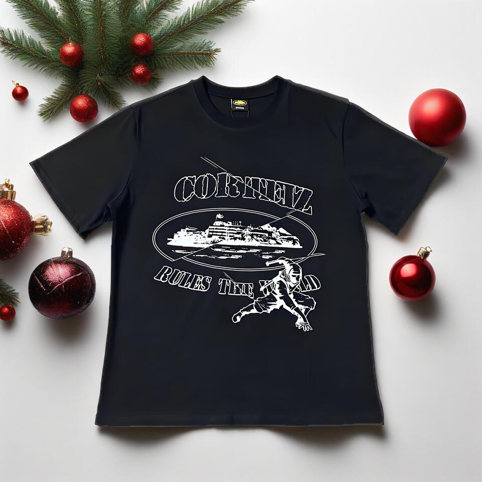 Cortez Black Cotton Crew Neck T-Shirt