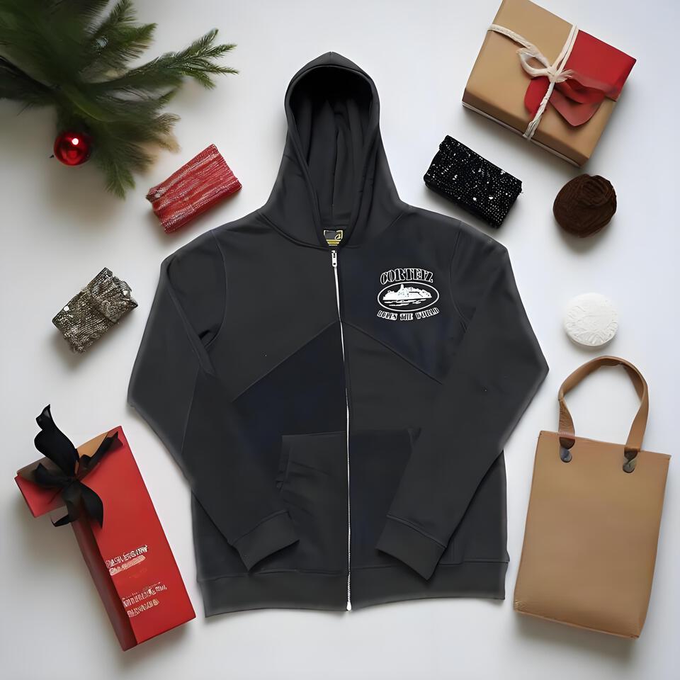 Cortez Black Cotton Hoodie Retro Street Unisex