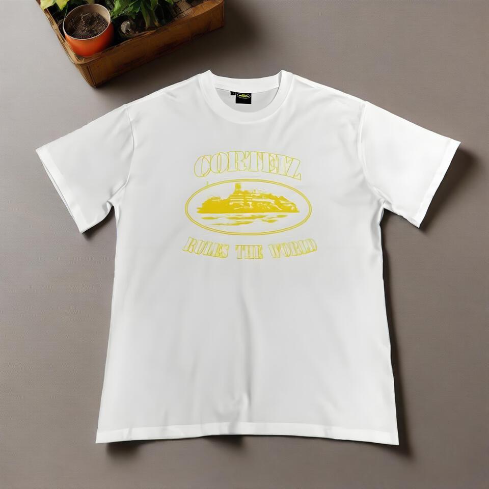 Cortez White Cotton Printed Short Sleeve T-Shirt