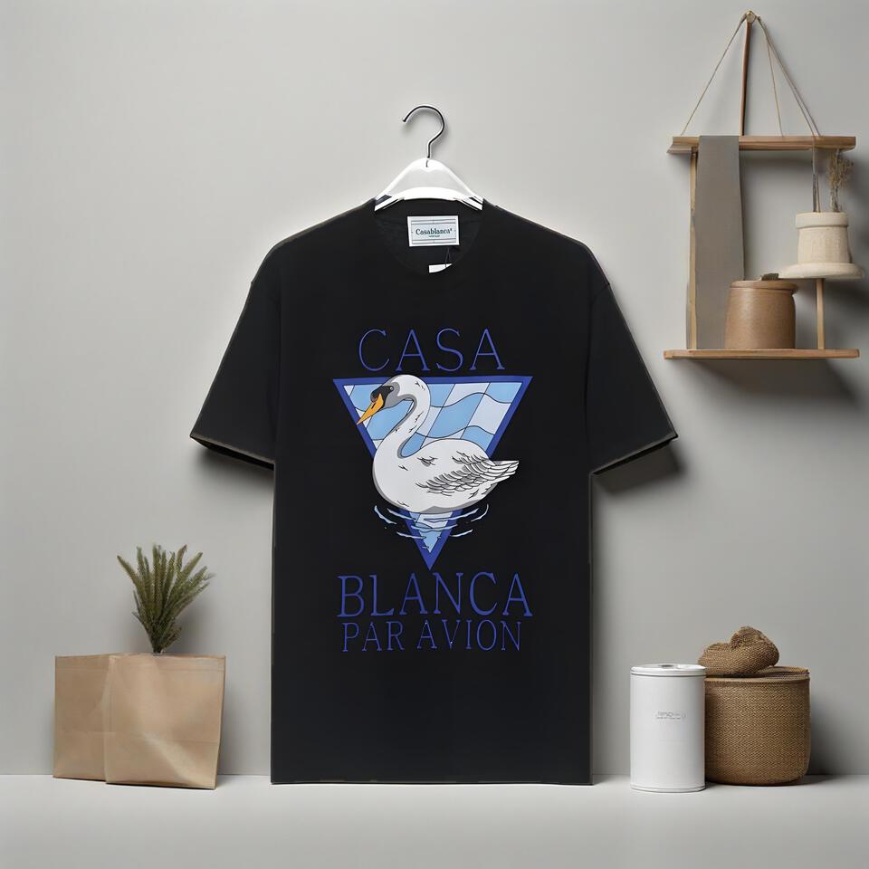 CosaBlanca Black Cotton Crew Neck T-Shirt Unisex Loose Fit