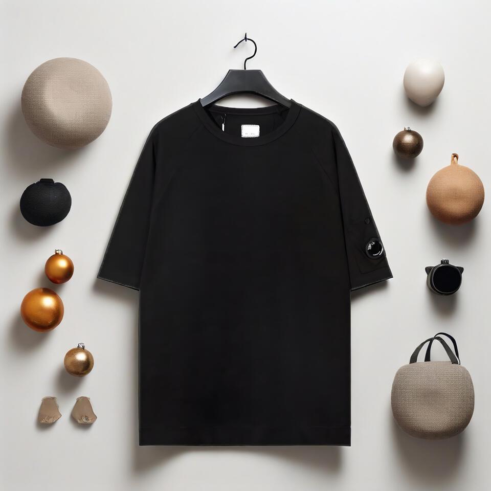 C.P. Company Black Cotton Blend Badge Pocket Unisex T-Shirt