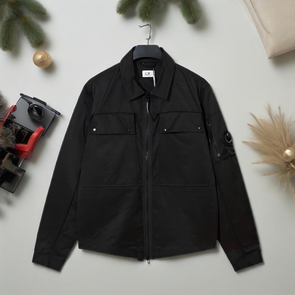 C.P. Company Black Nylon Cargo Jacket Windproof Multi-Pocket