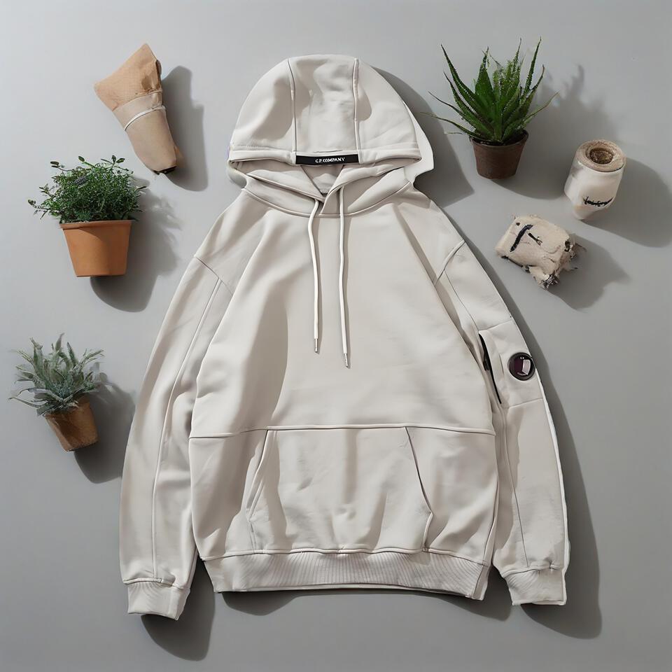 C.P. Company Grey Cotton Blend Hooded Sweatshirt Unisex