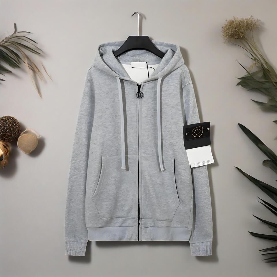 C.P. Company Grey Unisex Hooded Cotton Streetwear Jacket