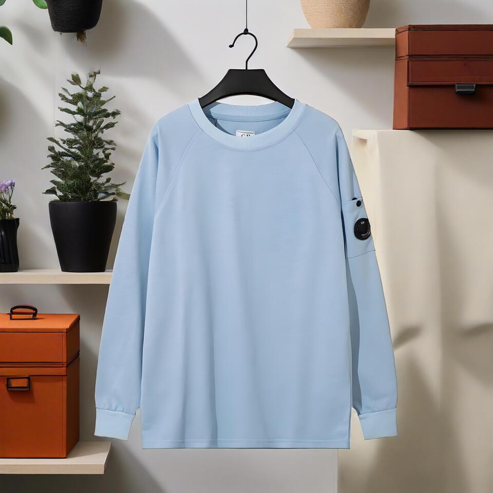 C.P. Company Light Blue Cotton Oversized Unisex Long Sleeve Top