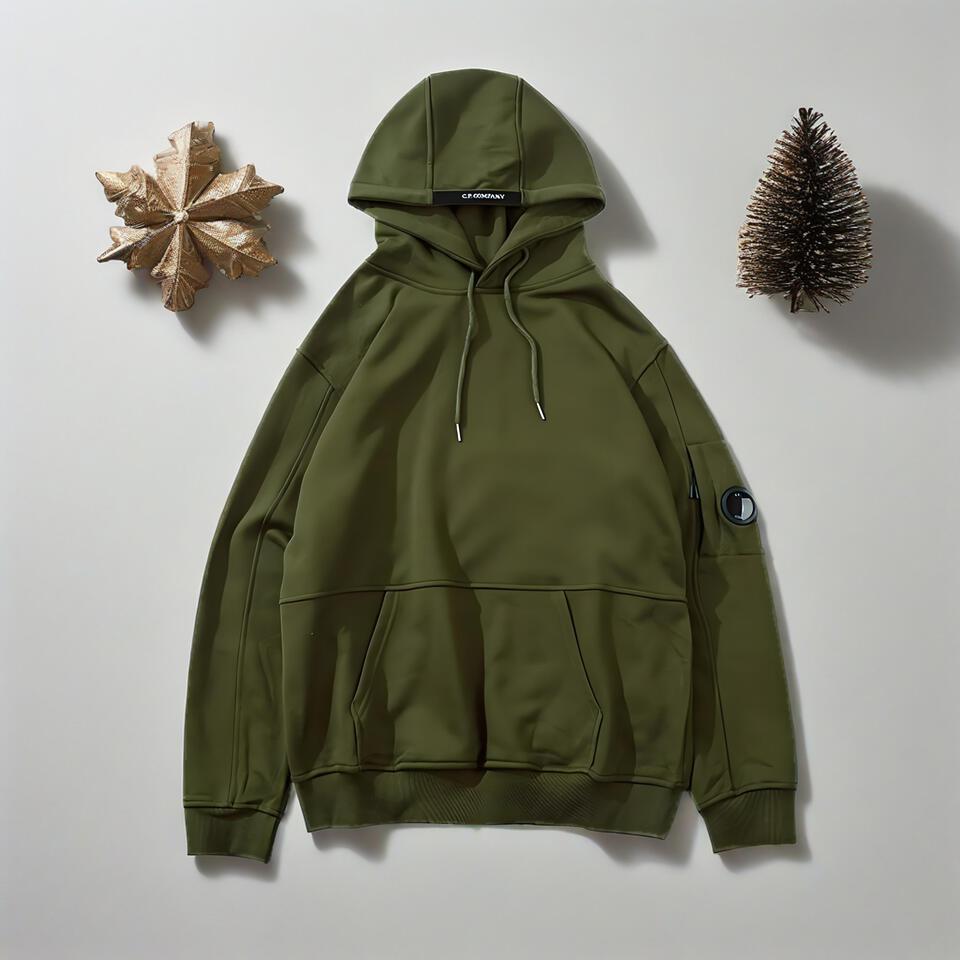 C.P. Company Military Green Hooded Cotton Utility Sweatshirt