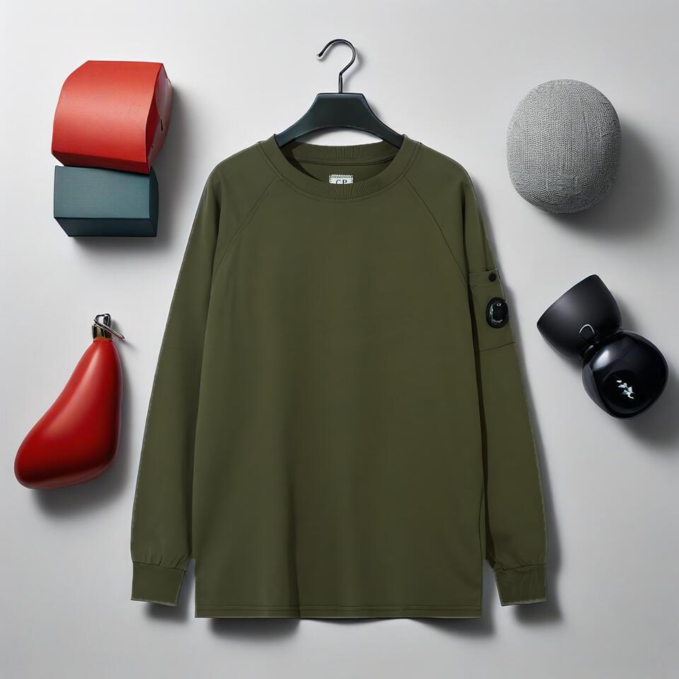 C.P. Company Military Green Poly-Cotton Workwear Long Sleeve T-Shirt