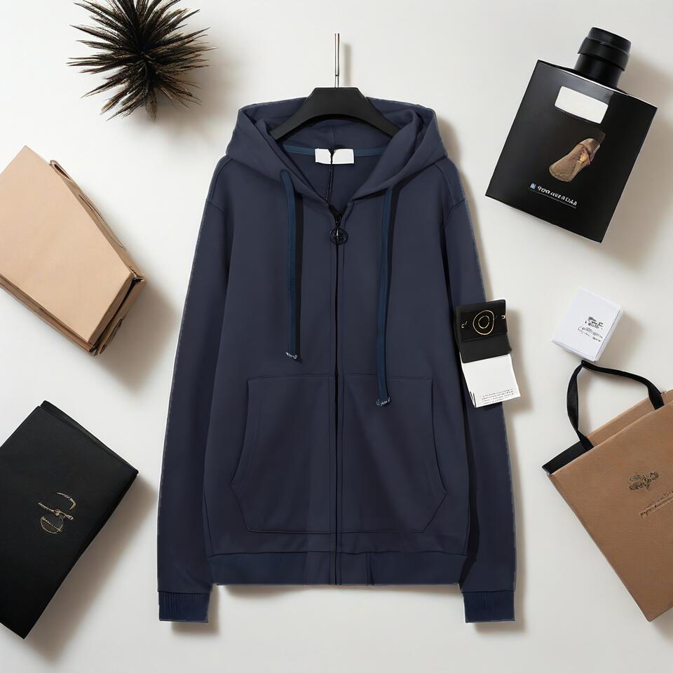 CP Company Navy Blue Cotton Hoodie Unisex Casual Loose Fit