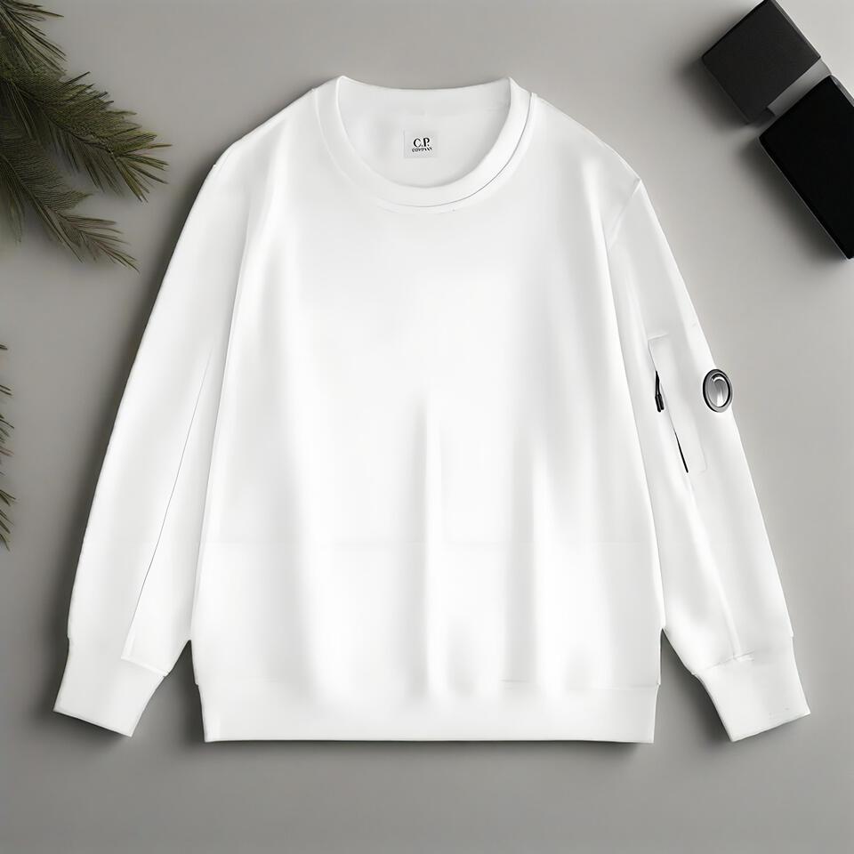CP Company White Cotton Crewneck Sweatshirt Streetwear